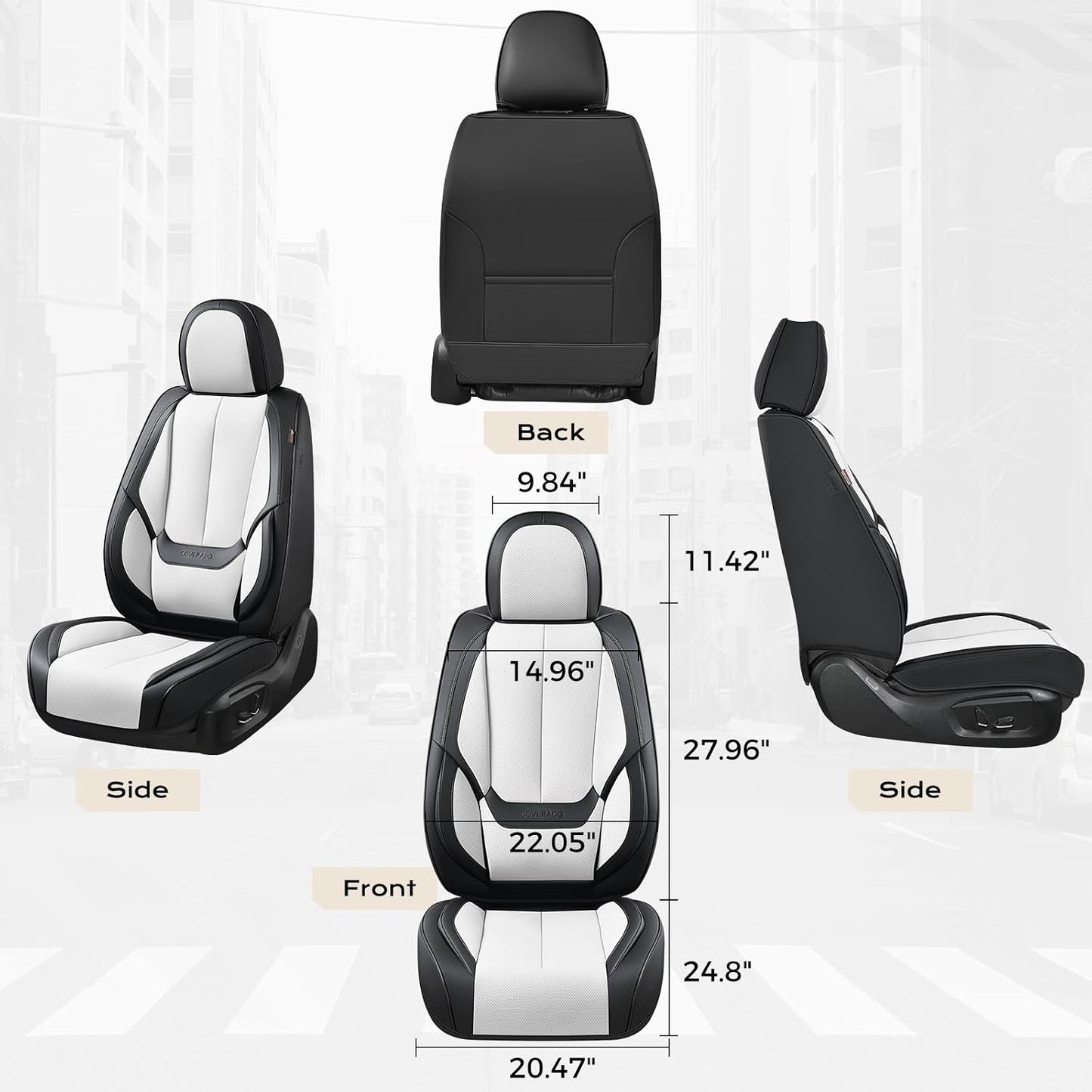 Coverado Seat Covers Full Set, Black Seat Covers for Cars 5 Seats, Car Seat Protector, Waterproof Nappa Leather Car Seat Cushion, Front and Rear Car Seat Cover Fit for Most Sedans SUV Pick-up Truck - Colors B