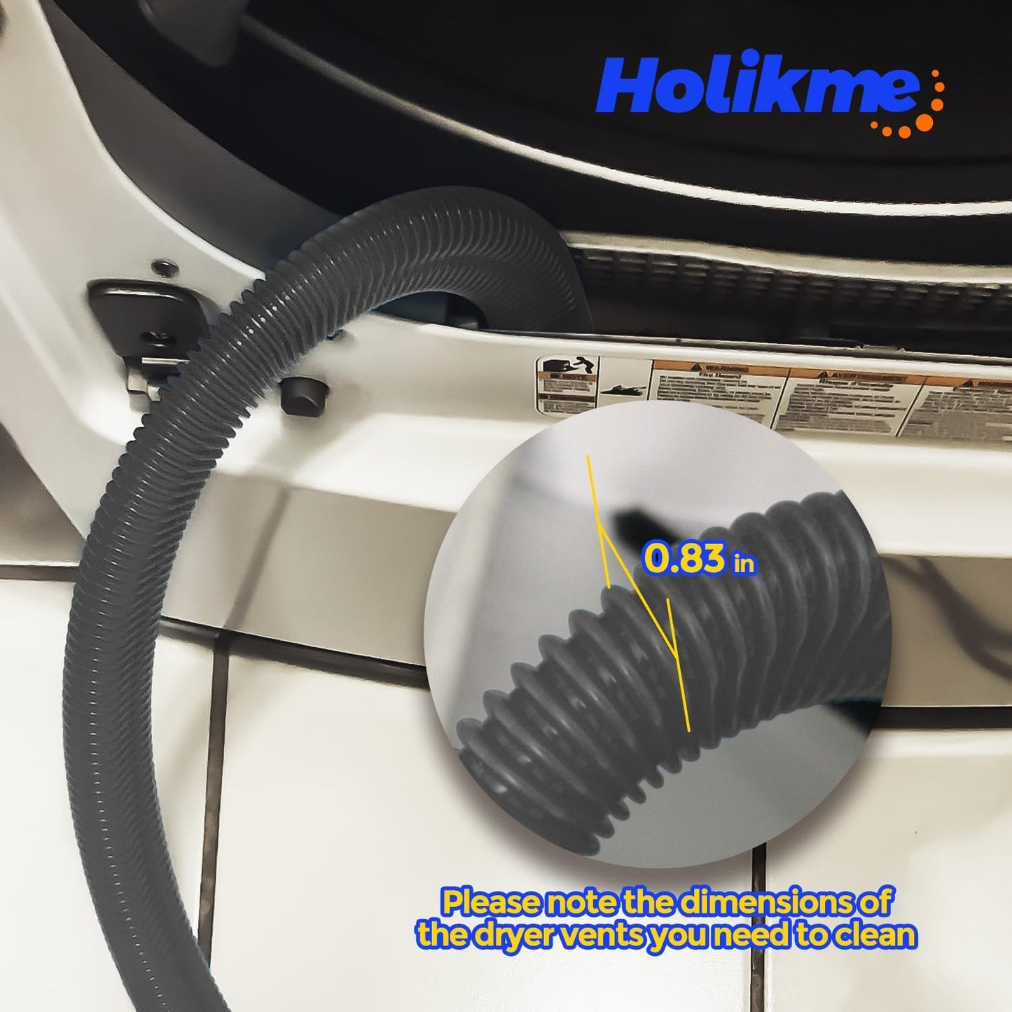 Holikme 2 Pieces Dryer Vent Cleaner Kit, Dryer Lint Vacuum Attachment and Flexible Dryer Lint Brush, Dryer Vent Vacuum Hose Attachment,Blue