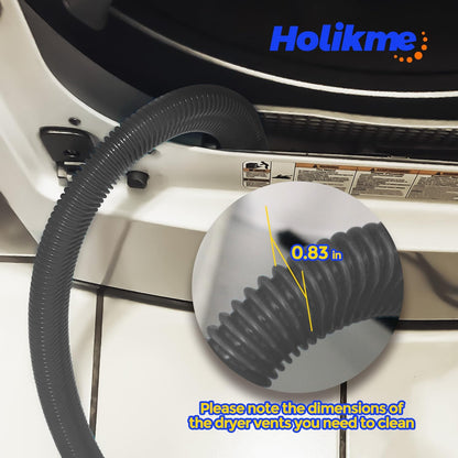 Holikme 2 Pieces Dryer Vent Cleaner Kit, Dryer Lint Vacuum Attachment and Flexible Dryer Lint Brush, Dryer Vent Vacuum Hose Attachment,Blue