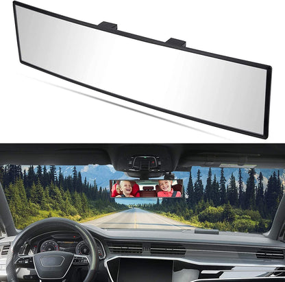 JOYTUTUS Panoramic Rear View Mirror, 12 Inch Wide Angle Clip On Mirror, Universal Car Interior Accessories, Convex Interior Mirror Reduces Blind Spot, Clear Vision Fits Car SUV Trucks