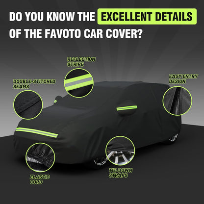 Favoto SUV Car Cover Waterproof All Weather 6 Layers Heavy Duty Car Cover for Automobiles Rain Sun Snow UV Protection with Inner Cotton Car Cover Outdoor Universal Fit for SUV (188-198 inch) Silver