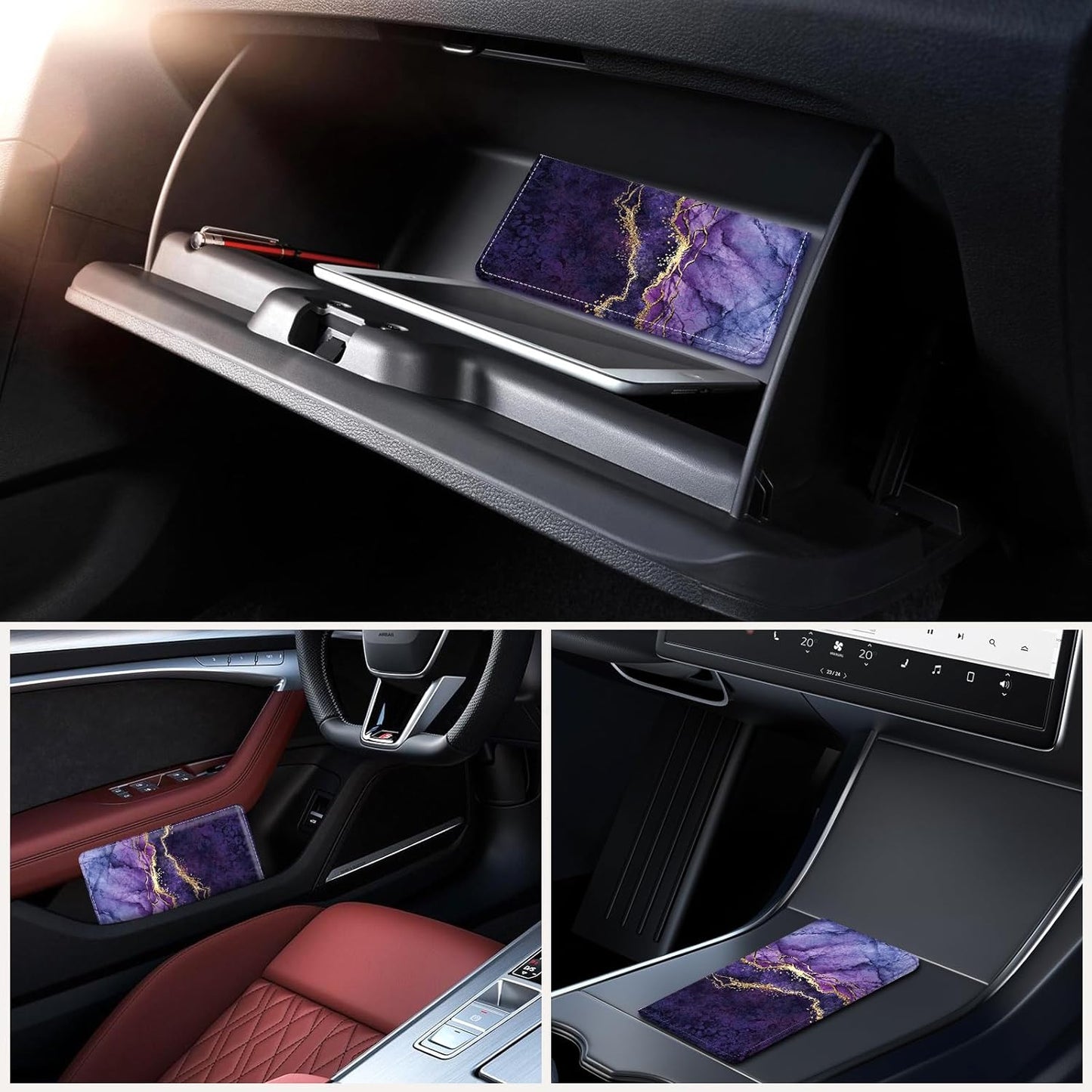 Car Registration and Insurance Holder，Colour Patterns Men Women Car License Document Registration and Insurance Card Holder