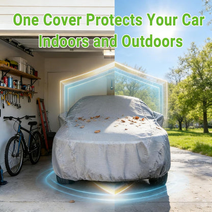 Season Guard Car Cover for Sedans up to 205", Breathable Full Exterior Vehicle Cover, Lightweight Dustproof Indoor & Light Outdoor Car Cover, Gray