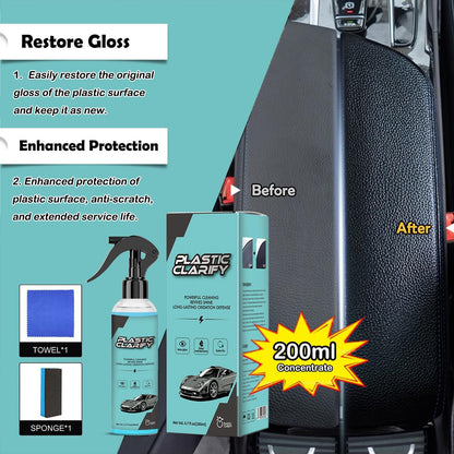 Car Trim & Plastic Restorer for Refreshing Faded Plastic, Leather, Vinyl & Rubber Trim with Polish, Black Plastic Restorer Automotive Shiny Stuff, Black Car Exterior & Interior Care-200ml