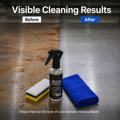 Iron Eraser Rust Remover Spray for Car Wheels & Paint, 100ML Rust And Brake Dust Cleaner For Wheels & Paint, Fast Acting Automotive Iron Fallout Towel + Sponge