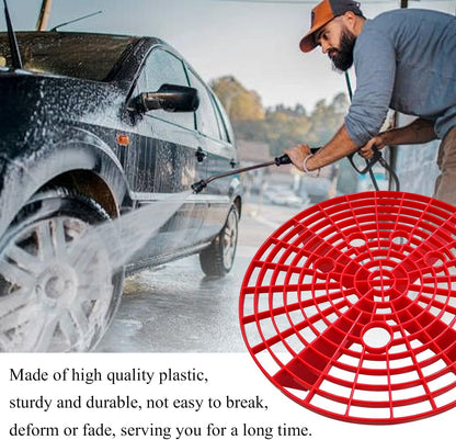 2 PCS Car Wash Bucket Insert, Plastic Wash Bucket Insert Removes Dirt Debris for Car Detailing Cleaning, Auto Detail Grit Trap Fits 12 Inch Diameter or 3-5 Gallon Bucket (Black+Red)