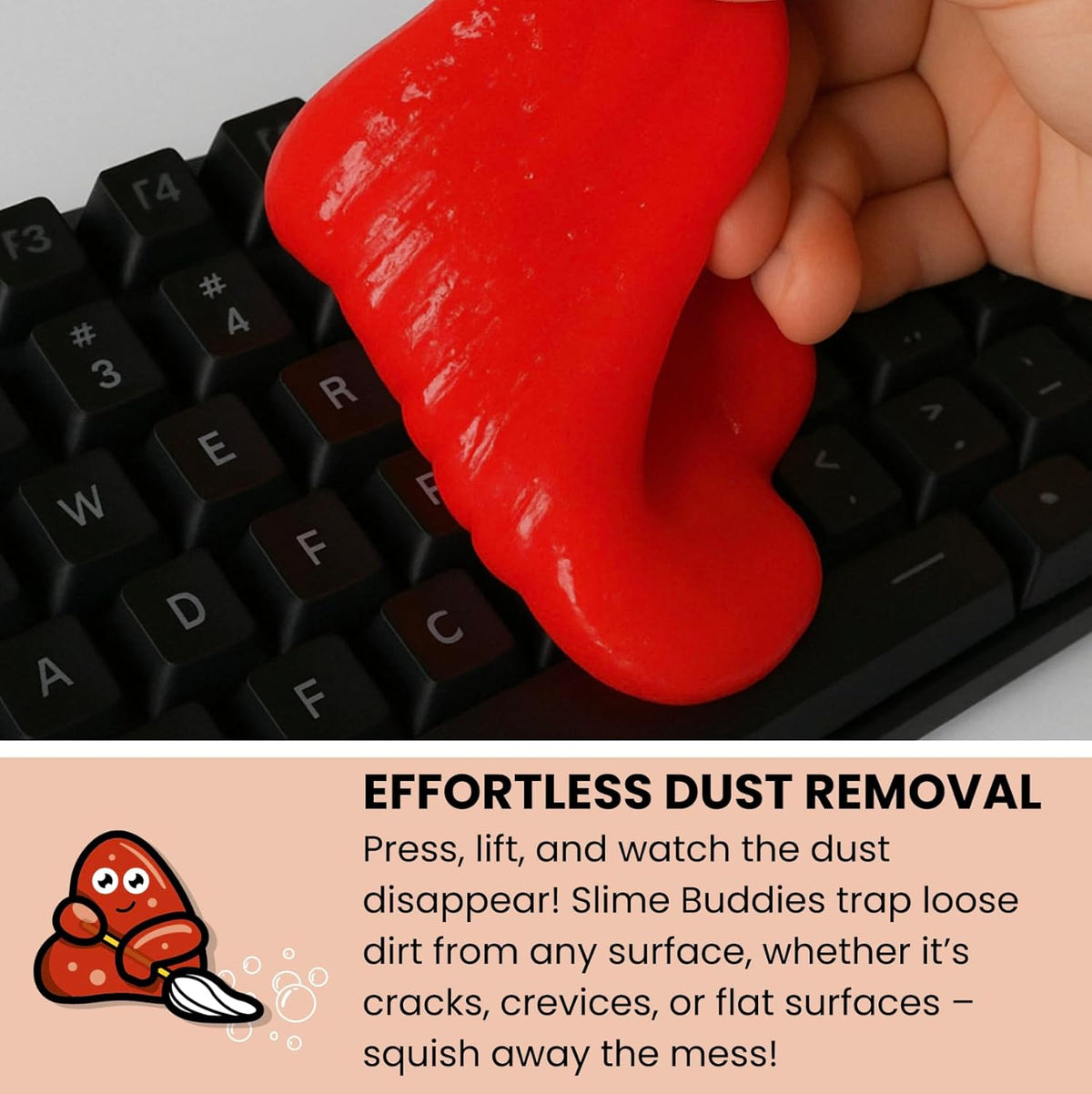 Slime Buddies Car Cleaning Gel Putty - Strawberry Scented Interior Detailing Tool for Cup Holders, Air Vents & Keyboard - Reusable Auto Detailing Accessories - Dust Remover Goop - Gifts for Men Women