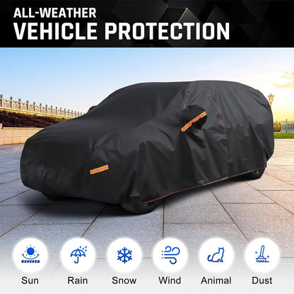 6 Layer Heavy Duty Car Cover Waterproof All Weather Protection with Cotton Liner, Full Exterior Outdoor Cover for Sun Rain Snow UV Protection, Fits Sedan 186-193 inchs