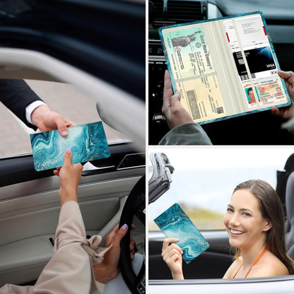 Car Registration and Insurance Holder，Colour Patterns Men Women Car License Document Registration and Insurance Card Holder
