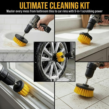 Drill Brush Attachment Set, 5 Pack Power Scrubber Cleaning Brush Kit with Extension Rod for Bathroom, Tub, Tile, Grout, Kitchen, Floor and Wheel Rims (Blue)