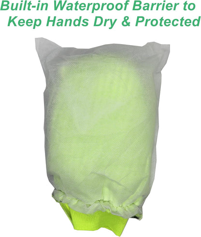 Car Wash Mitt Microfiber 2-PK, Scratch-Free & Lint-Free, Premium Chenille & Coral Fleece Double Sided, Waterproof Interior, Perfect for Car Washing & Detailing, 10.25" x 7.5", Green & Blue