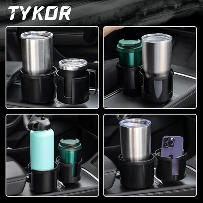 TYKOR Car Cup Holder Expander, 2 in 1 Adapter with Expandable Base | Fits Yeti, Fits Hydroflask, Fits Stanley, Fits Large Water Bottles and Mugs, 10-46 OZ Capacity