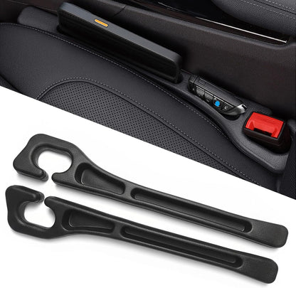 Car Seat Gap Filler Organizer of 2 – Universal Car Gap Seat Filler with Storage Pockets, No Drop Seat Guard for Phones, Keys & Cards, Car Accessories for Most Cars Trucks SUVs (Black)