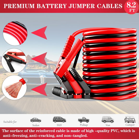 LIANXIN Car Roadside Emergency Kit, with Jumper Cables Automotive Kit,Car Safety Roadside Assistance Kit Headlamp,Tow Straps, Safety Hammers, Rainwear, Gloves.Black