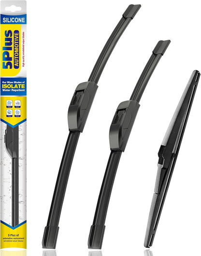 5 PLUS® Silicone Windshield Wipers Replacement for 2019-2024 Toyota RAV4/ 2006-2015 Mazda 5 Wiper Blades(Set of 3), Windshield Wiper Blades For My Car-26"/16"/12" - Colors C
