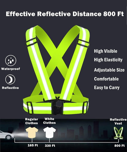 Reflective Strap Safety Vest Gear - 2-10 Pack Adjustable High Visible Reflective Running Gear for Women Men Night