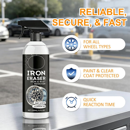 Iron Eraser Rust Remover Spray, 2026 New Professional Automotive Surface Metal Cleaner for Car Wheels and Paint, Fast Acting Rust and Brake Dust Remover (1 pcs, 4 Fl Oz)