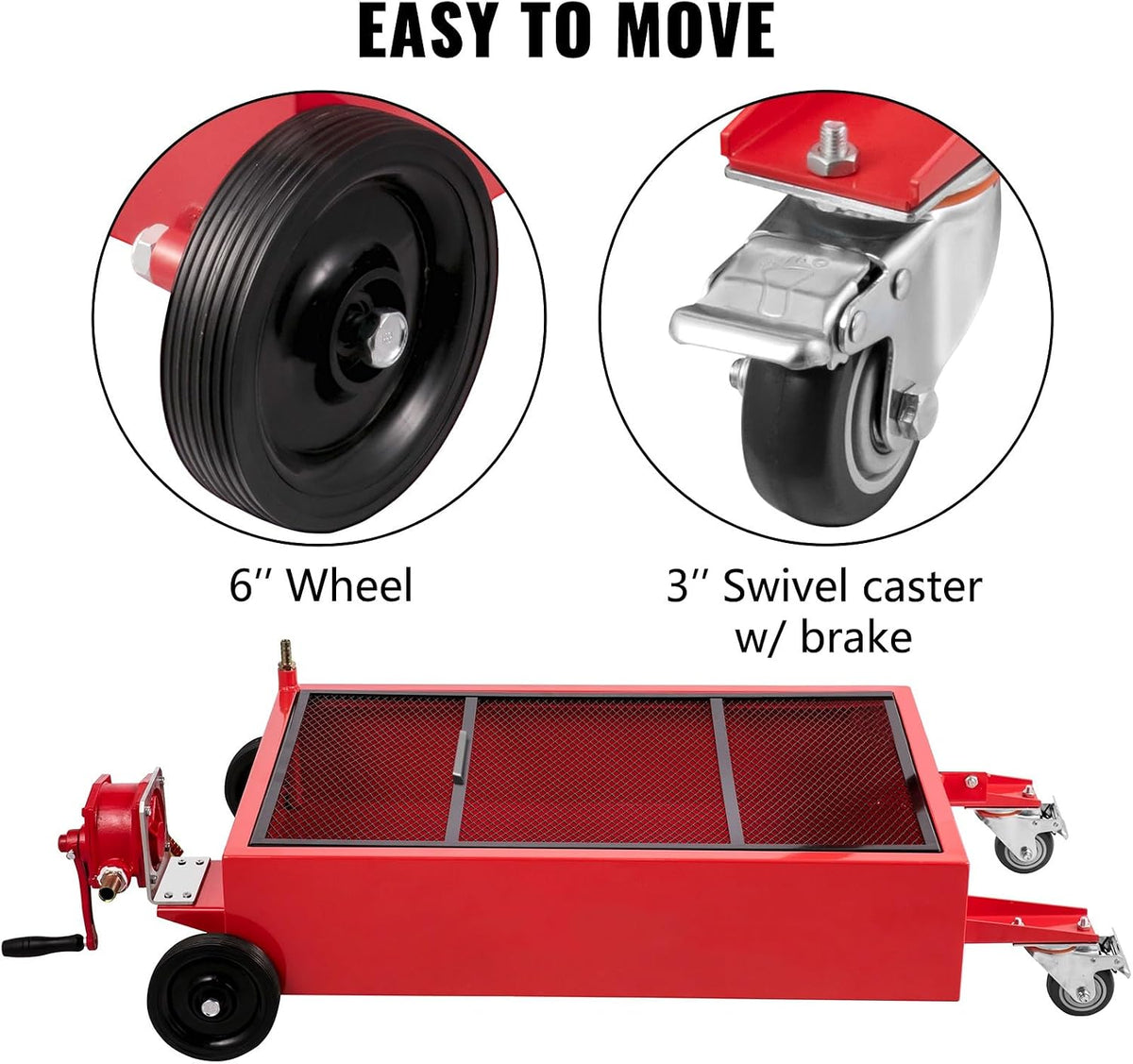 VEVOR Low Profile Electric Oil Drain Pan, 20 Gal Capacity, Rolling Oil Drain Pan with 110V High-Flow Pump, 7.2 ft Hose & T Folding Handle, Leak-proof & Corrosion-resistant, Fit for Trucks, ATVs, White