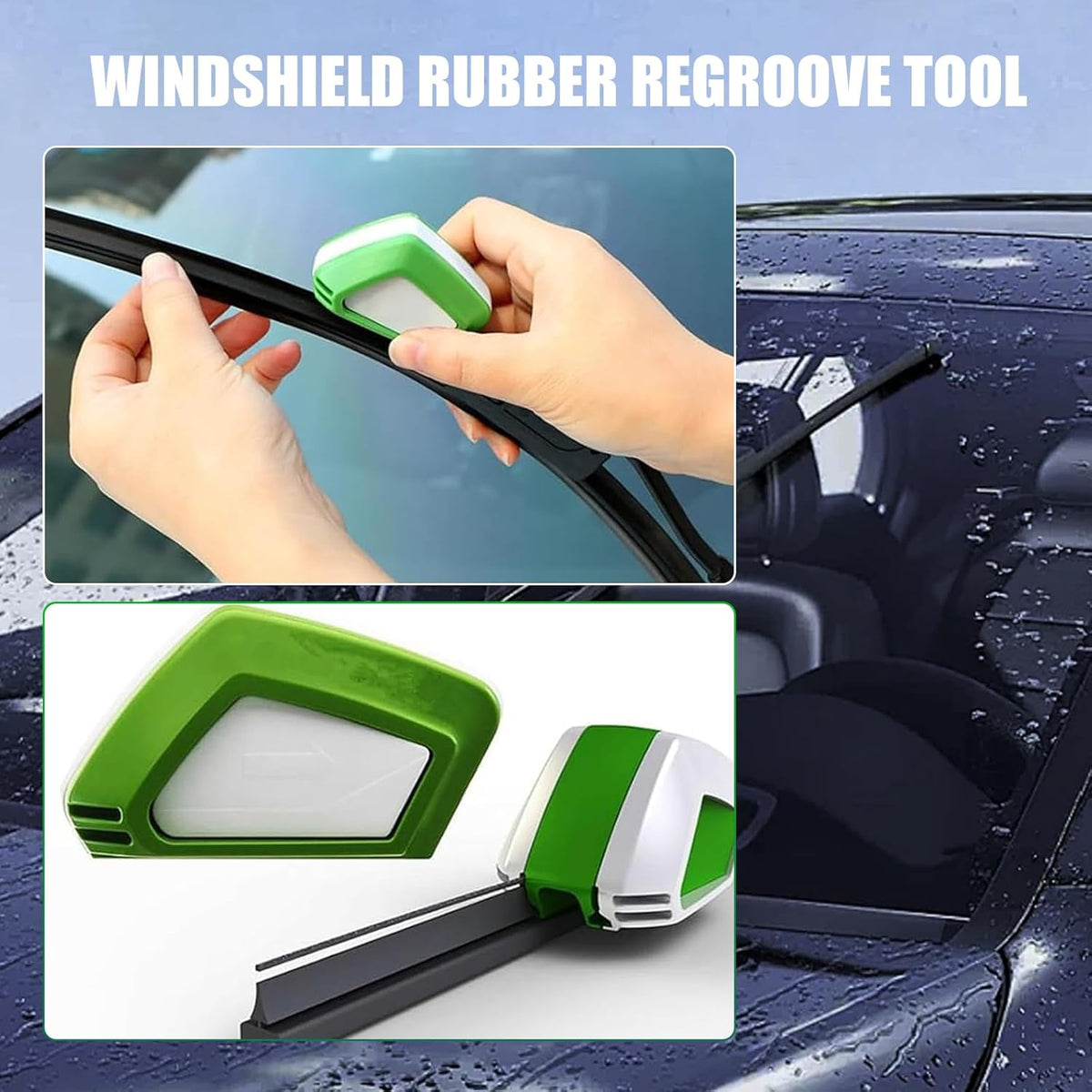 1 PC Car Wiper Blade Restorer Tool, Windshield Wiper Quickly Repair Tool, Cleaning Windshield Blade Cutter Repairer, Universal for Most Cars, Trucks, SUVs (Green)