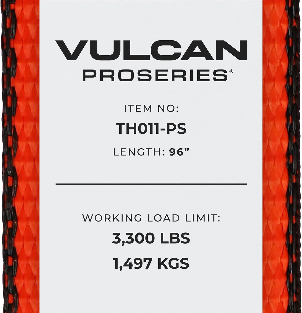 VULCAN Car Tie Down with Flat Hooks - Lasso Style - 2 Inch x 96 Inch - 4 Pack - Silver Series - 3,300 Pound Safe Working Load
