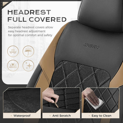 Coverado Car Seat Covers, Seat Covers Full Set, 5 Seats Automotive Seat Cover, Mesh Breathable Seat Protectors, Universal Fit for Most Cars