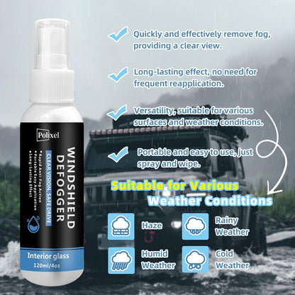 Anti Fog Spray for Car Windshield Inside & Windows - Long Lasting Window Defogger for Mirrors, Glasses, Bathroom Glass & Plexiglass Instant Fog Prevention & Protection - 120ML/4OZ