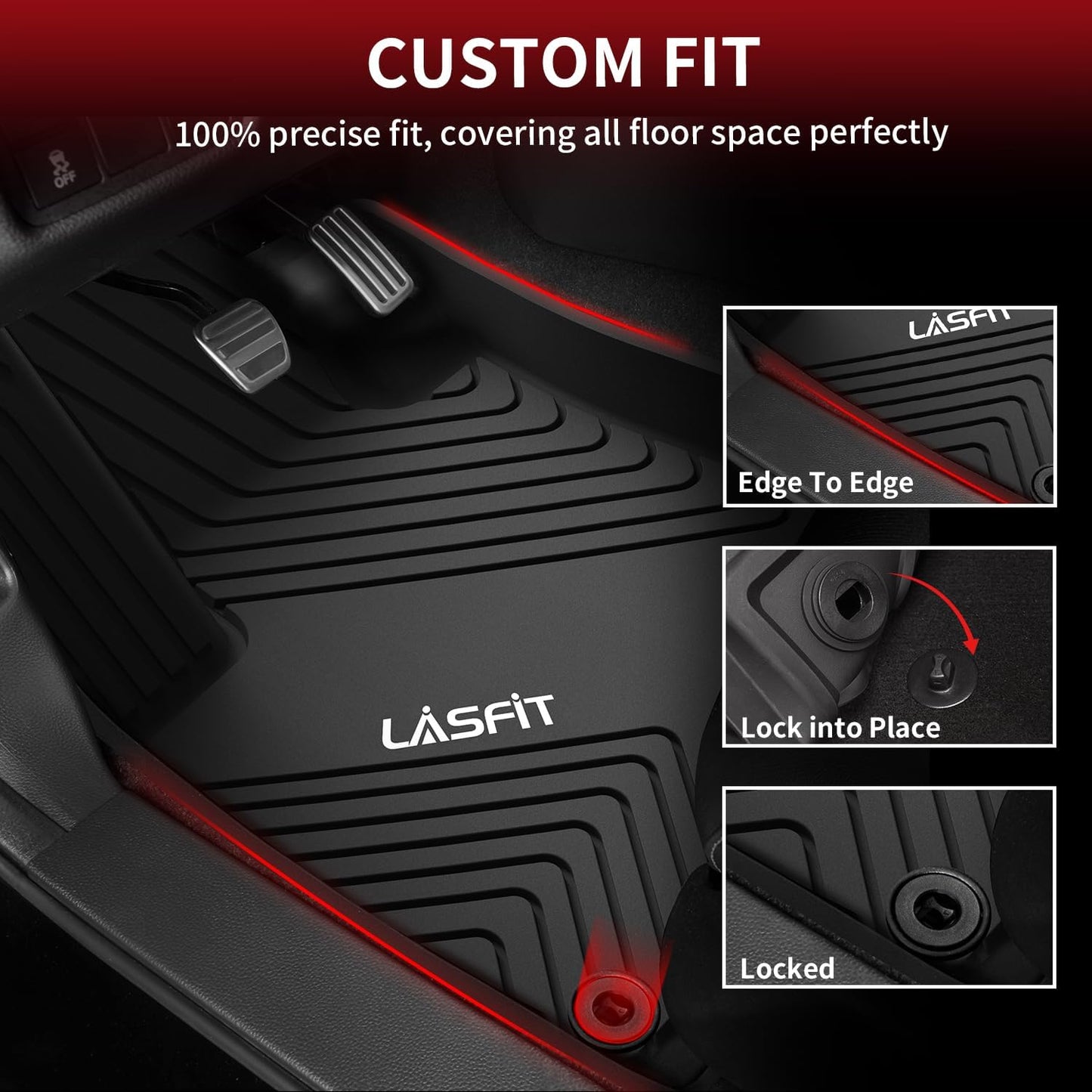 LASFIT Full Set Floor Mats for Honda CR-V 2026 2025 2024 2023 (Gasoline & Hybrid & e:FCEV), All Weather TPE Custom Fit Floor Liners 1st & 2nd Row & Seat Back Mat & Cargo Mat (Upper Position)