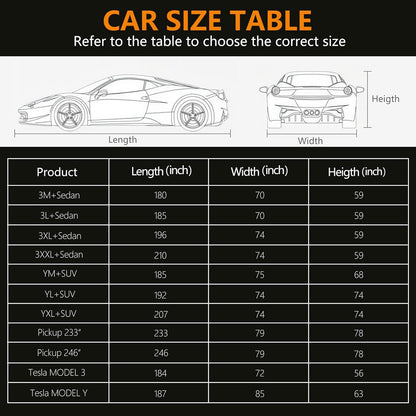 Car Cover Waterproof All Weather,6 Layers Car Covers for Automobiles, Full Exterior Cover with Zipper, Outdoor Car Cover Sun UV Rain Snow Wind Protection, Fit for 185"(185*70*59 inch)Sedan