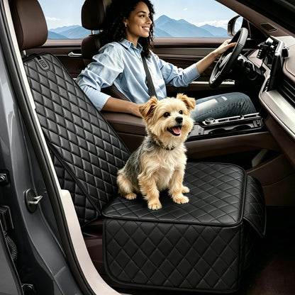 PETICON Waterproof Front Seat Car Cover 2 Pack, Full Protection Dog Car Seat Cover with Side Flaps, Nonslip Scratchproof Captain Chair Seat Cover Fits for Cars, Trucks, SUVs, Jeep, Black