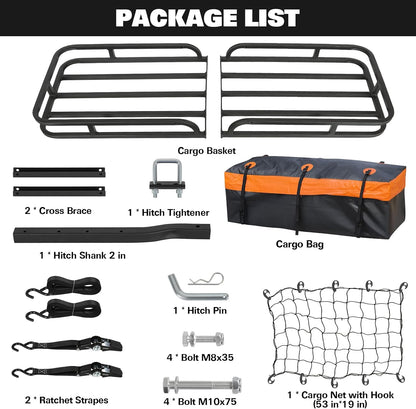 WEIZE 64" x 39" x 5" 200lb Heavy Duty Roof Rack Carrier Basket with Waterproof Bag, Cargo Net and Ratchet Straps, Universal Car Top Luggage Holder for SUV, Truck