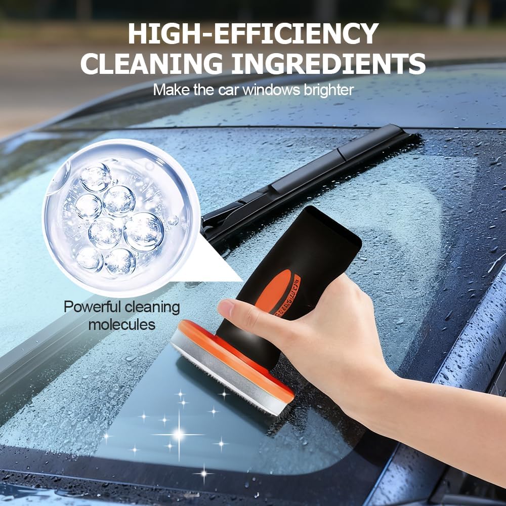2026 New Handheld Glass Oil-Film Remover, Car Glass Cleaner Oils Film Cleaning Brush, Q4 Glass Guard Windshield Cleaner & Oil Films Remover Emulsion Coating for Cars Window, Crystal Clear View (1Pcs)