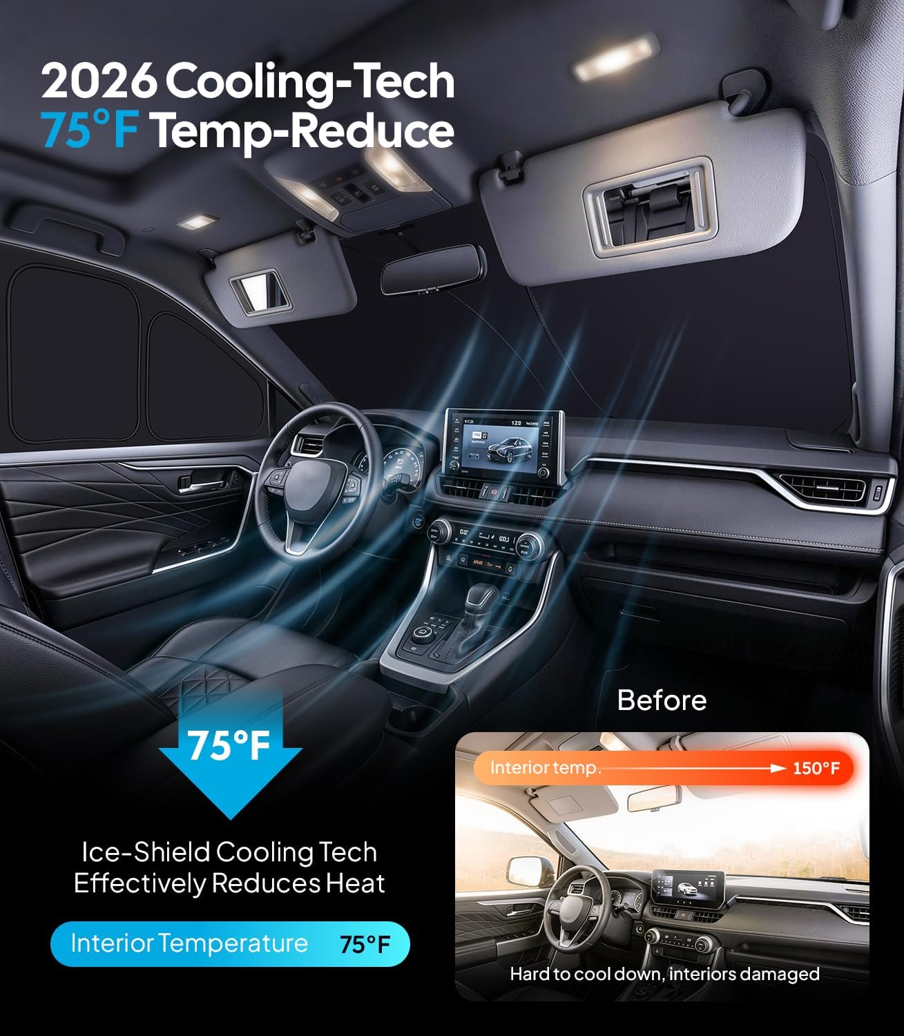 Wigoo 2026 Upgrade 8PCS Full Set Window Sunshade for Toyota 4Runner 2010-2024 [7-Layer Cooler & Blacker, Ice-Crystal Tech] with Windshield for Sun Block, Baby, Camping, Privacy Napping, Relax