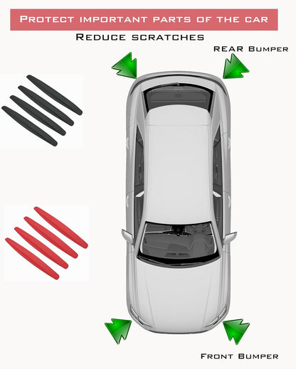4 Pack Car Bumper Guard, Universal Rubber Protector for SUV - Front/Rear Anti Collision & Scratch Guard Strip (Black)
