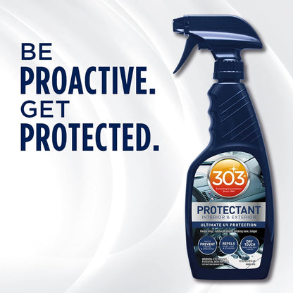 303 Products Automotive Protectant Spray, UV Protection for Car Interior & Exterior – Protects Vinyl, Plastic & Rubber, Repels Dust & Dirt, Matte Finish, 16 oz