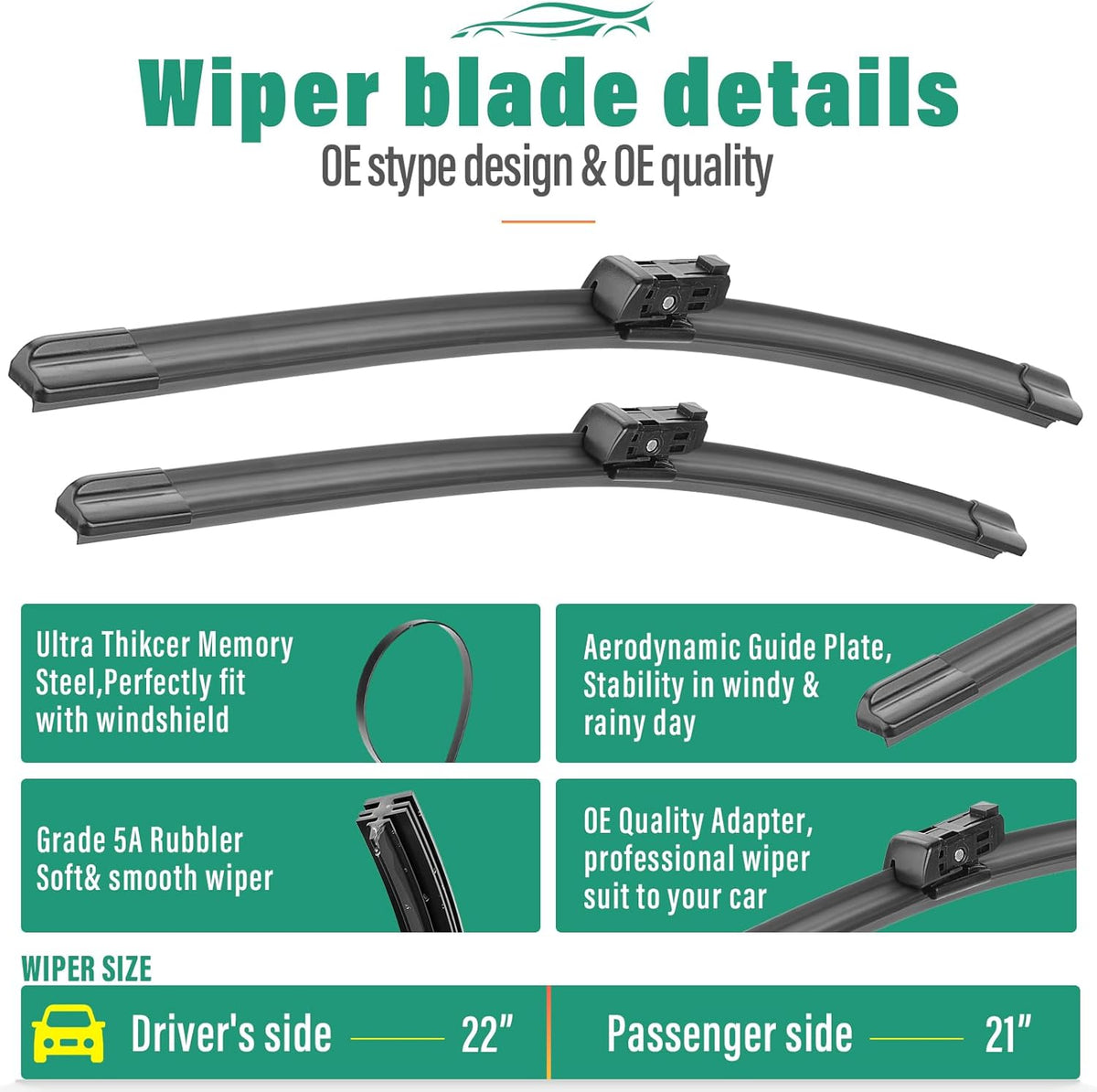 26" 16" 12" Windshield Wiper Blades Replacement for Toyota RAV4 2019 2020 2021 2022 2023 2024 2025 RAV 4 / Mazda 5 2006-2015 Premium All Weather Front Rear Wipers Set - OEM Quality (Pack of 3) - Colors B