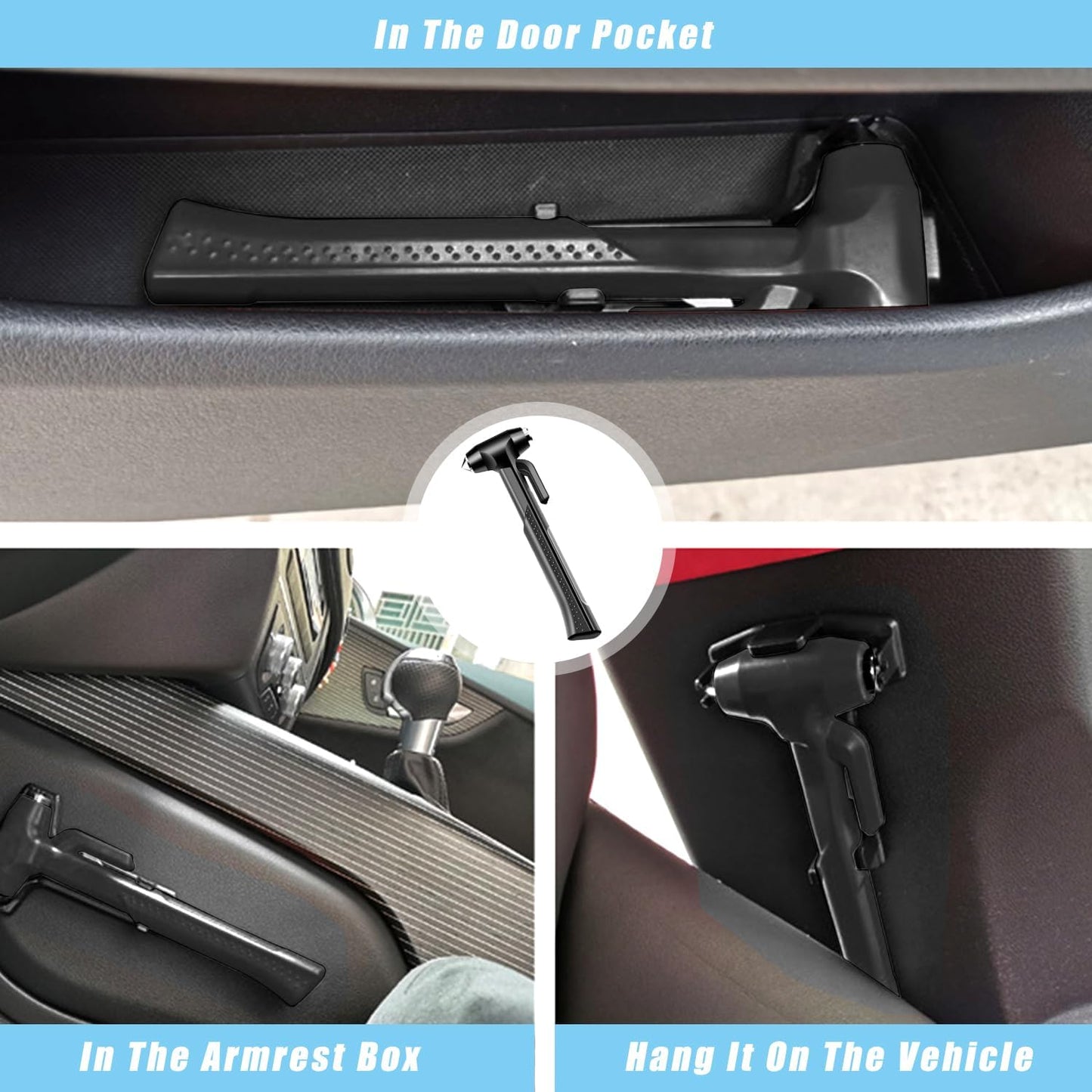 Premium Car Glass Breaker with Seat Belt Cutter - Automotive Safety Hammer - Emergecy Escape Tool, Car Autoaccessory Metal Window Hammer, Vehicle Hard Aluminium Alloy Head Design(Silver)