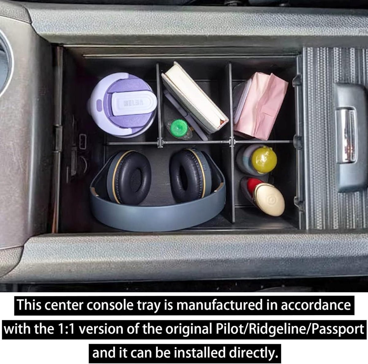 RUNROAD Center Console Organizer for Honda Pilot (2016-2022)/ Ridgeline (2017-2023)/ Passport (2019-2023) Accessories, Armrest Box Insert Dividers