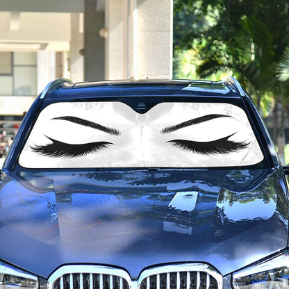 Black Leopard Car Windshield Sun Shade Animal Skin Print Foldable UV Ray Sun Visor Protector Sunshade to Keep Your Vehicle Cool (51" x 27.6")