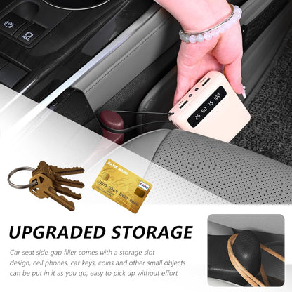 3 in 1 Car Seat Gap Filler Organizer,2PCS Multifunctional Car Seat Gap Plug with Storage Slot & Hook Function,Anti-Drop Cars Gaps Seats Filler Cars Clutter Catcher for SUVs Trucks (Black)