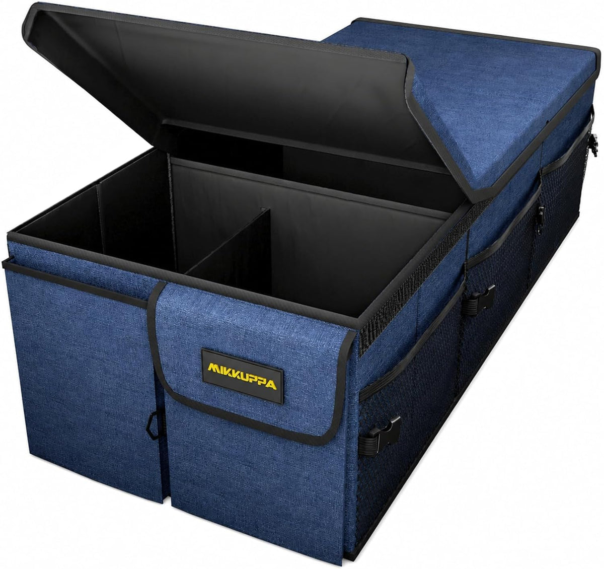 MIKKUPPA Car Trunk Organizer - 65L Collapsible Trunk Organizer with Lid, Sturdy Car Storage for SUV Auto Truck Van with Adjustable Straps and Non Slip Bottom (Black)