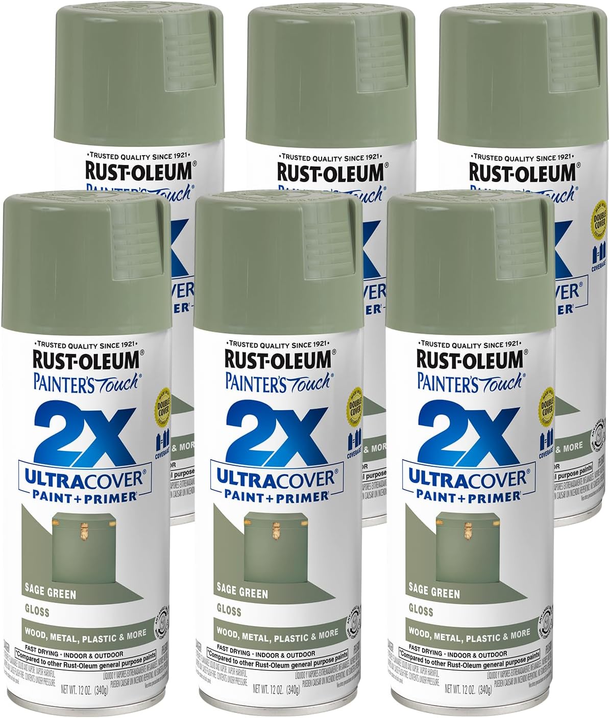 Rust-Oleum 334029 Painter's Touch 2X Ultra Cover Spray Paint, 12 oz, Gloss Clear - Colors A