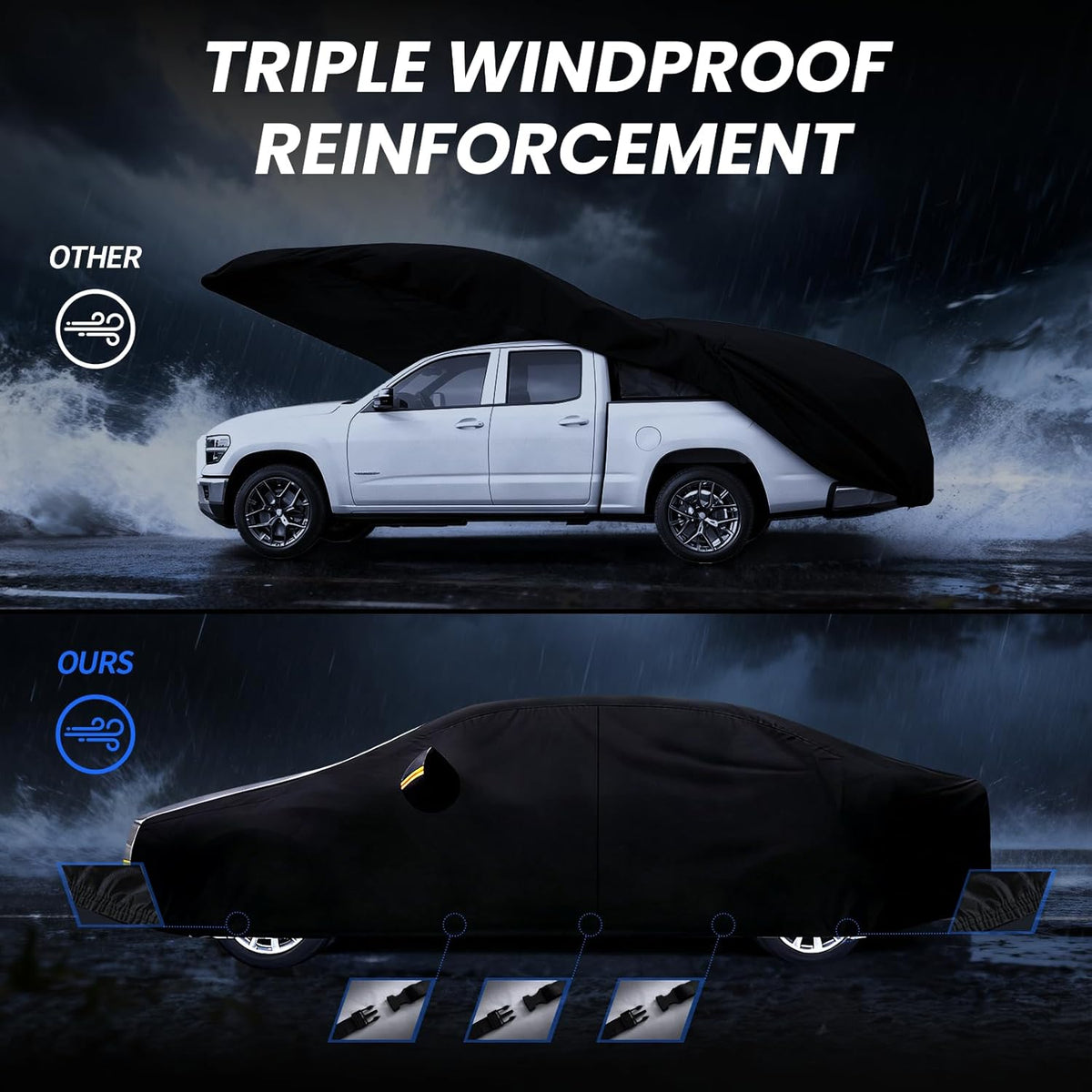 Large SUV Car Cover for Chevy Suburban 100% Waterproof All Weather, Heavy Duty Outdoor Full Exterior Covers Rain Sun Wind UV Protection. - Colors D