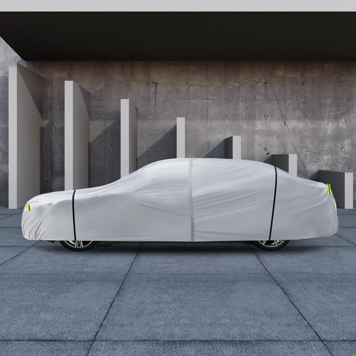 6 Layers Car Cover Waterproof All Weather for Automobiles, Size A3 with Zipper Cotton Fit for Toyota Camry, Honda Accord, Ford Mustang, Chevy Camaro/Malibu,Kia Optima/K5 (187-198 inch)