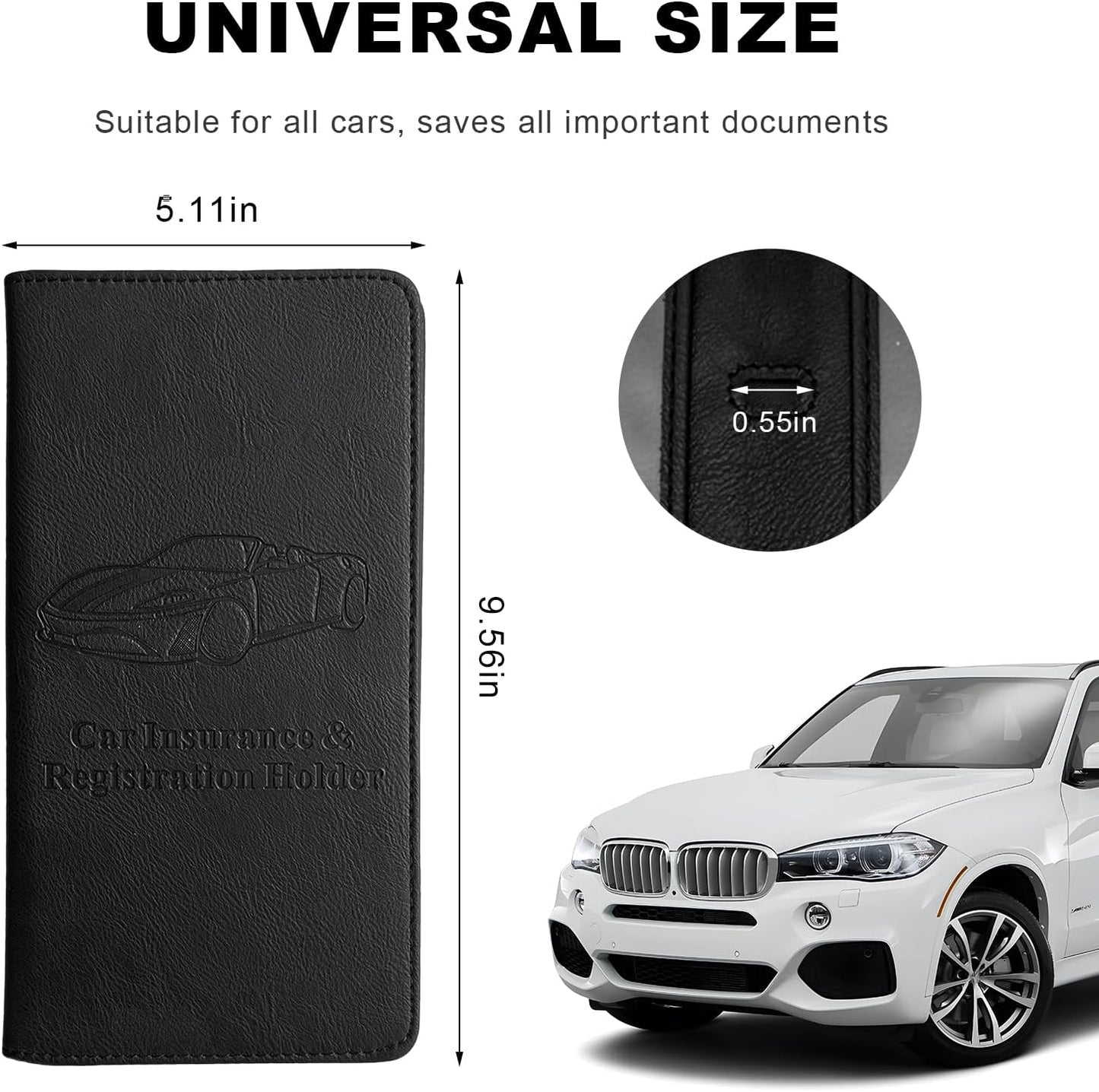 Car Registration and Insurance Holder, Leather Auto Glove Box Document Organizer with Magnetic Closure, Car Essential Paperwork Wallet Case Interior Accessories for Women Men (Leopard Print)