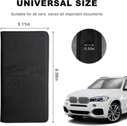 Car Registration and Insurance Holder, Leather Auto Glove Box Document Organizer with Magnetic Closure, Car Essential Paperwork Wallet Case Interior Accessories for Women Men (Leopard Print)