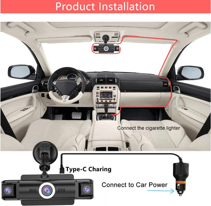 1080P Dual Dash Camera for Car Front and Inside Dashcam Car Security Video Recorder,170°Wide Angle Vehicle Cam,WDR,G-Sensor,2’’ IPS Screen,Loop Recording,Night Vision (Dual Dash Cam Without Card)