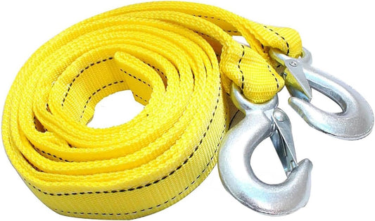 Car Tow Strap with Hooks, 20Ft Nylon Emergency Recovery Towing Strap, 30000 lbs Heavy Duty Reflective Tow Rope with Forged D-Ring Hooks, Cars Trucks Boat Emergency Accessories (Yellow)