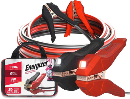 Energizer Jumper Cables, 30 feet, 1 Gauge, 800A, Booster Battery Cables with Permanent Installation kit and Quick Connect Plug for SUV and Trucks with up to 8-Liter Gasoline and 6-Liter Diesel Engines