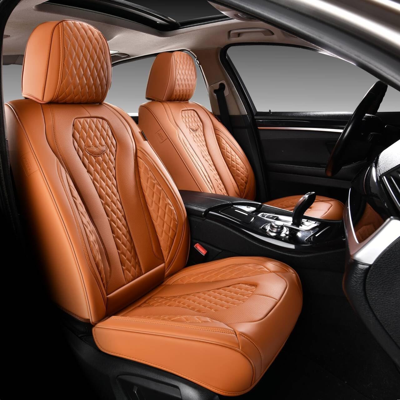 Coverado Seat Covers, Car Seat Covers Full Set, Black Car Seat Cover, Car Seat Covers Front Seats Back Seat Cover, Waterproof Car Seat Cushion, Leather Seat Covers Seat Protector Fit for Most Cars