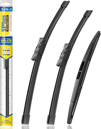 5 PLUS® Silicone Windshield Wipers Replacement for 2019-2024 Toyota RAV4/ 2006-2015 Mazda 5 Wiper Blades(Set of 3), Windshield Wiper Blades For My Car-26"/16"/12" - Colors A